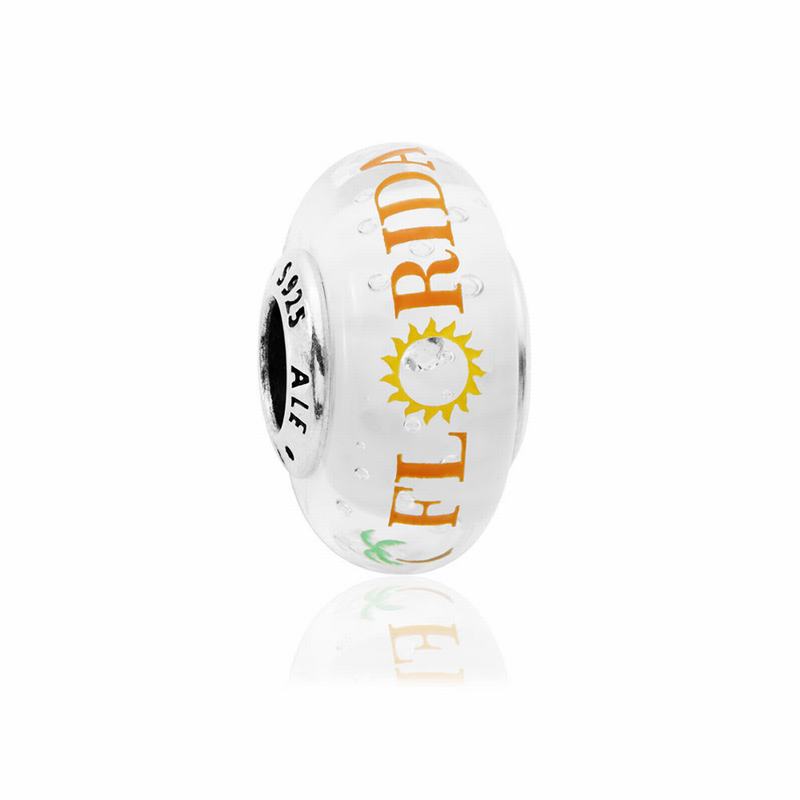 Pandora Florida Sun Murano Charm Ireland - Sterling Silver/Glass/Cubic Zirconia - 079546QLA